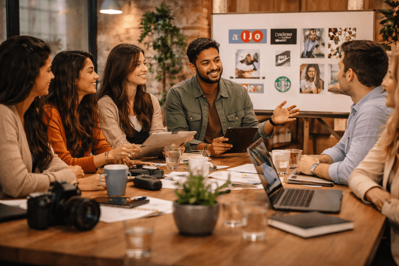 Team planning campaigns with brand partners
